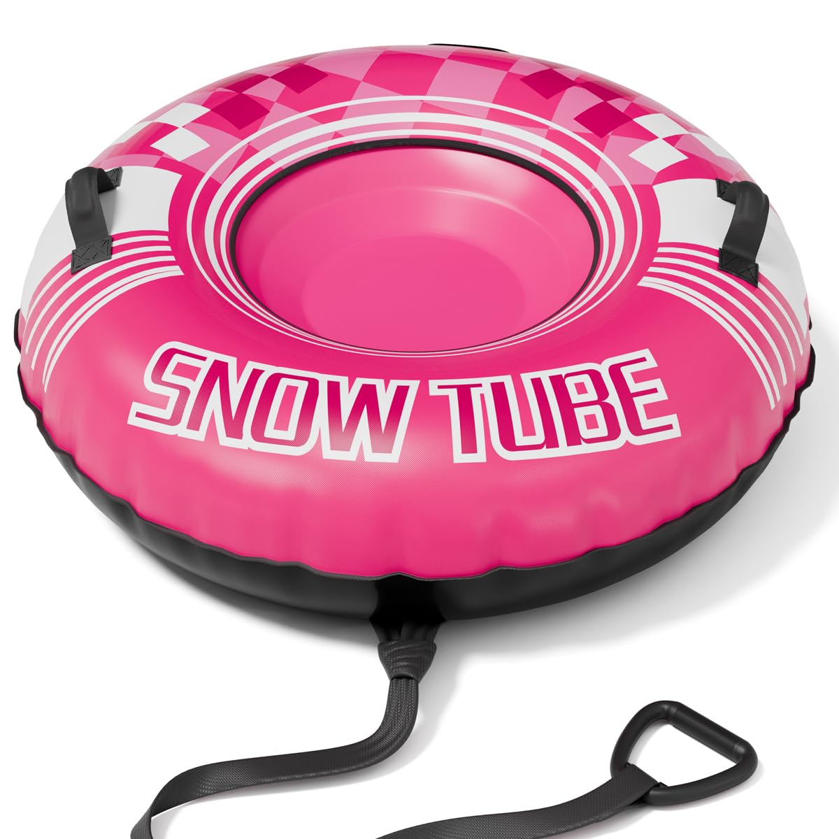 Snow Tube for Adult and Kids,Infatable Heavy Duty Snow Sled with Canvas Cover, Padded Handles, Thickened Bottom,Winter Outdoor Toy Gift