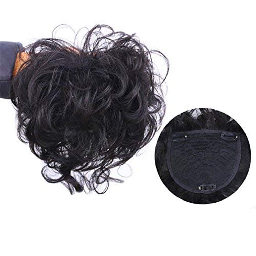 LXUE 13x14cm Clip in Topper Human Hair Top Hair Piece Closure for Women with Thinning Hair, Off Black
