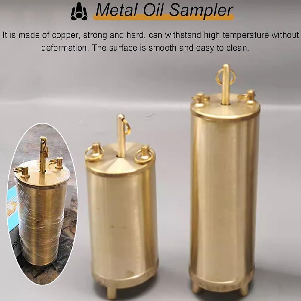 Lightweight Stainless Steel Oil Sample Collector, Vertical Oil Bottom Sampler for Petrol Station/Fuel Tank/Chemical, Oil Sampling Device, Easy to Clean,Copper 1l,5m Rope