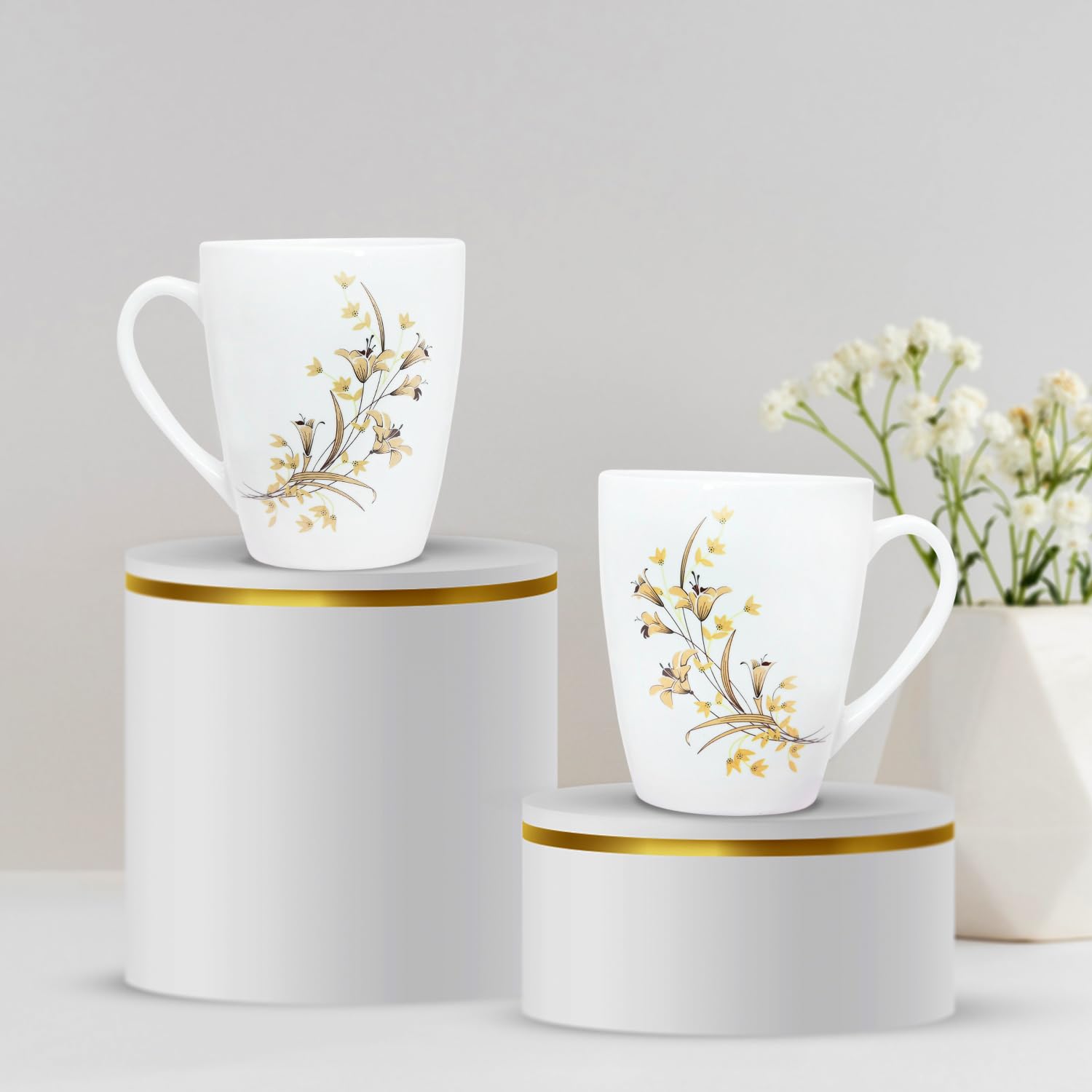 U.P.C. Milk Mug Big Size Cup (320 Ml Capacity) Made Of Fine Bone China, Light, Translucent Tableware/Kitchenware/Homeware Set Of 2 Cups, White