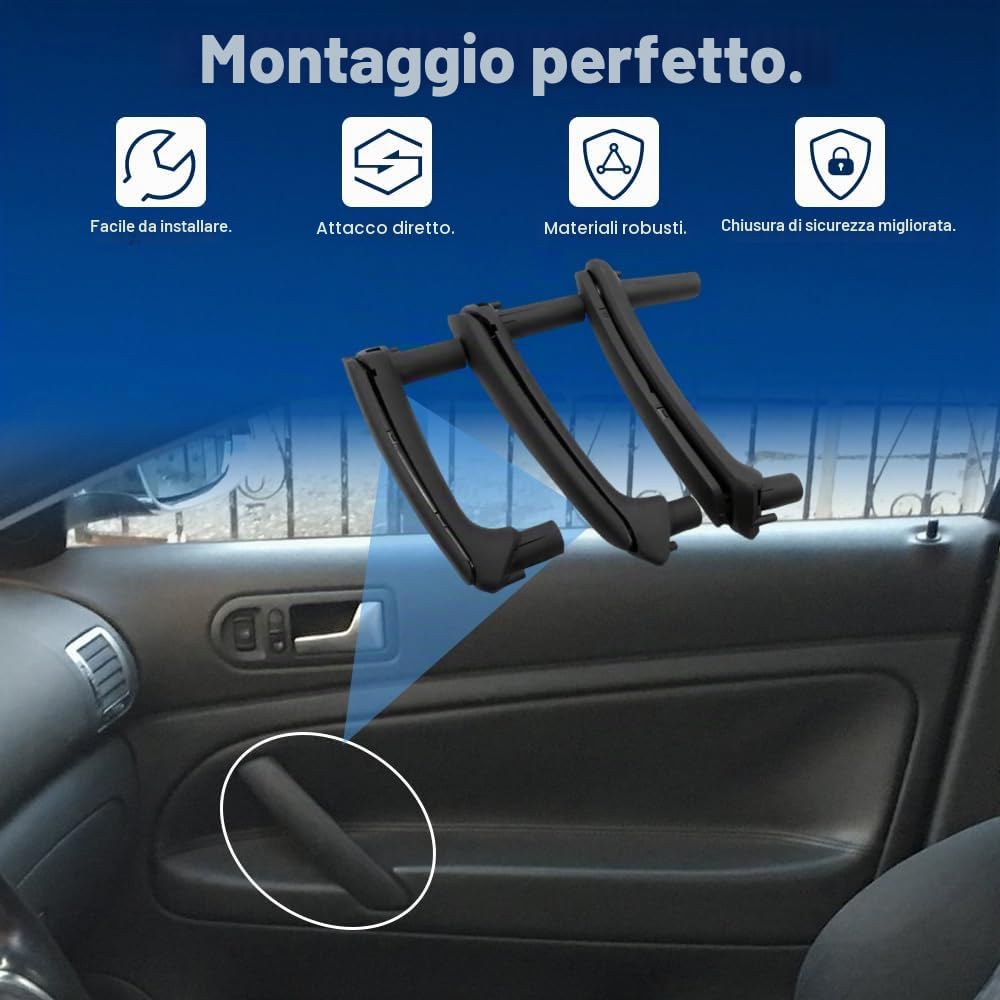 Riloer Maniglia per porta interna dell'auto, maniglia per porta interna con copertura di rivestimento, Compatibile con VW Passat B5.5 2001-2005, 3B4867372, 3B0867180A