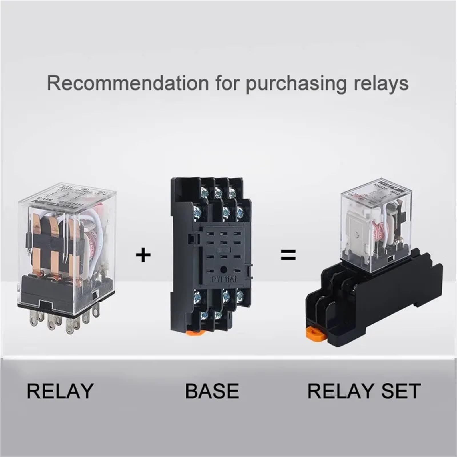 Bobina de relé de alta potencia HH64P, 5 unidades, interruptor de relé microelectromagnético DPDT general con base de zócalo, CA 110 V, 220 V, CC 12 V, 24 V, 36 V(DC (5Pcs),12V With Base)