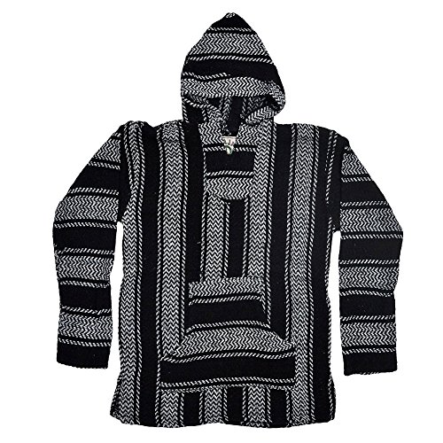 Striped Woven Eco-Friendly Jacket Coat Hoodie (Black, Small)