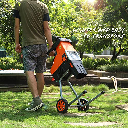 TACKLIFE Electric Wood Chipper, Garden Shredder, Silent Wood Shredder, 15Amp Power, Max 1.77-Inch Cutting Capacity, 60L Collection Sac, Quiet Motor, Adjustable Cutting Blad