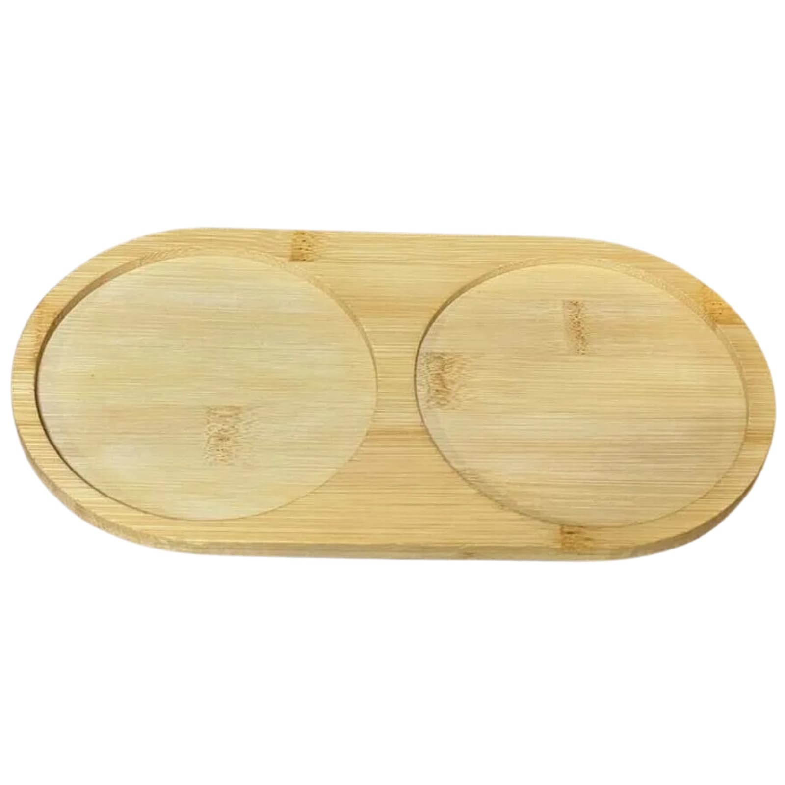 Bambu 2 Bölmeli Oval Yağdanlık ve Sosluk Altlığı - Şık Doğal Ahşap Görünümlü Stand, Mutfak Tezgahı İçin Düzenleyici ve Çok Amaçlı Kullanım