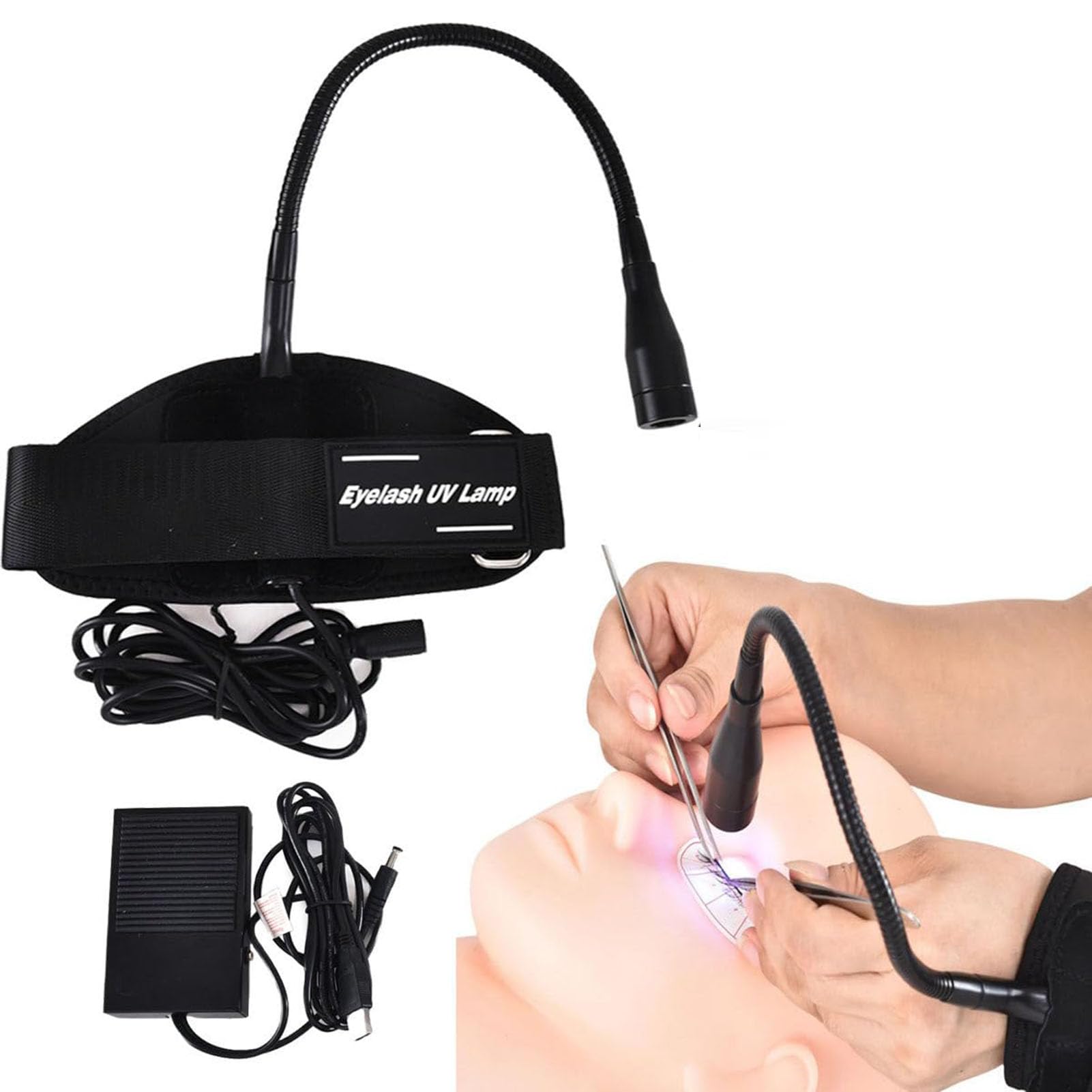 Lampe De Poignet UV LED, Lampe UV pour Colle à Cils UV, Colle Durcie en 1-3 S, Lampe De PolyméRisation De Colle UV, ne Comprend Pas de Lunettes ni de Colle UV