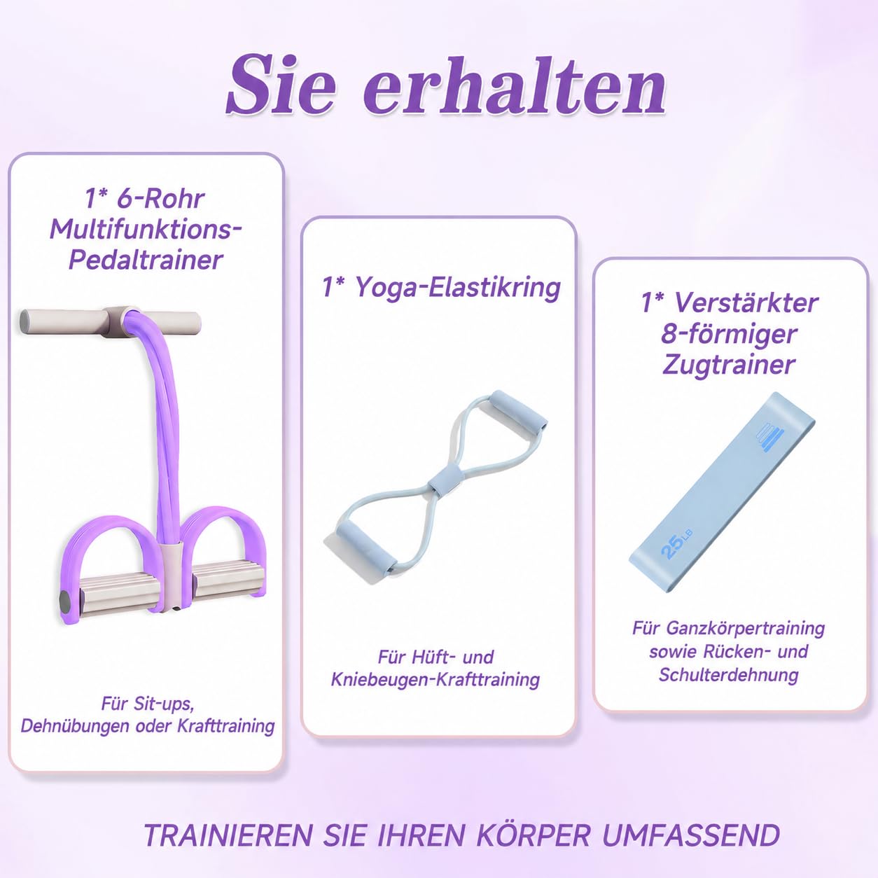 Pedal Widerstandsband mit Griff, Bauchtrainer für Zuhause, Sit Up Trainingsgeräte Bodybuilding Expander, 6 Tubes Elastische Zugseil, Resistance Bands Fitnessgeräte für Zuhause Abnehmen Training