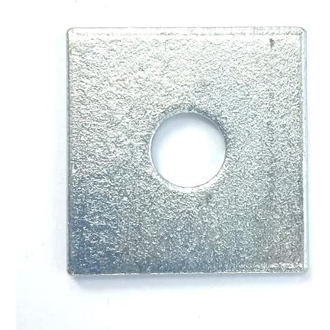 Munitech, M10 Washers, M10 x 50mm Square Washers, Large Flat Repair Washer, Zinc Plated Plain Square Washers for Screws and bolts (Pack of 6) Cover