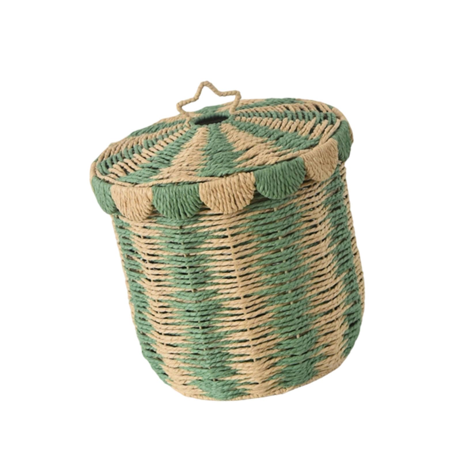 Ventilated Paper Cord Storage Bin with Lid Multifunctional Household Basket Perfect for Organizing Various Items Ventilated Dirty Clothes Bin