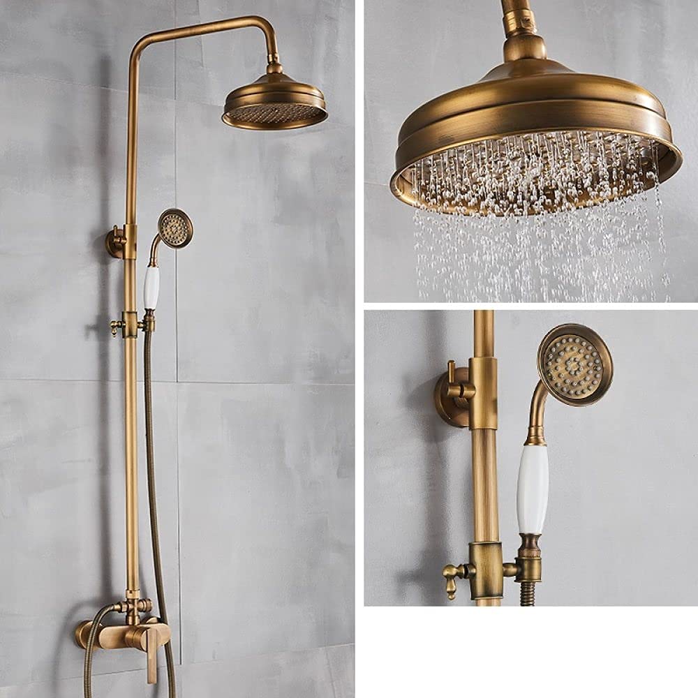 Robinet de douche en laiton antique avec pommeau de pluie pour rénovation