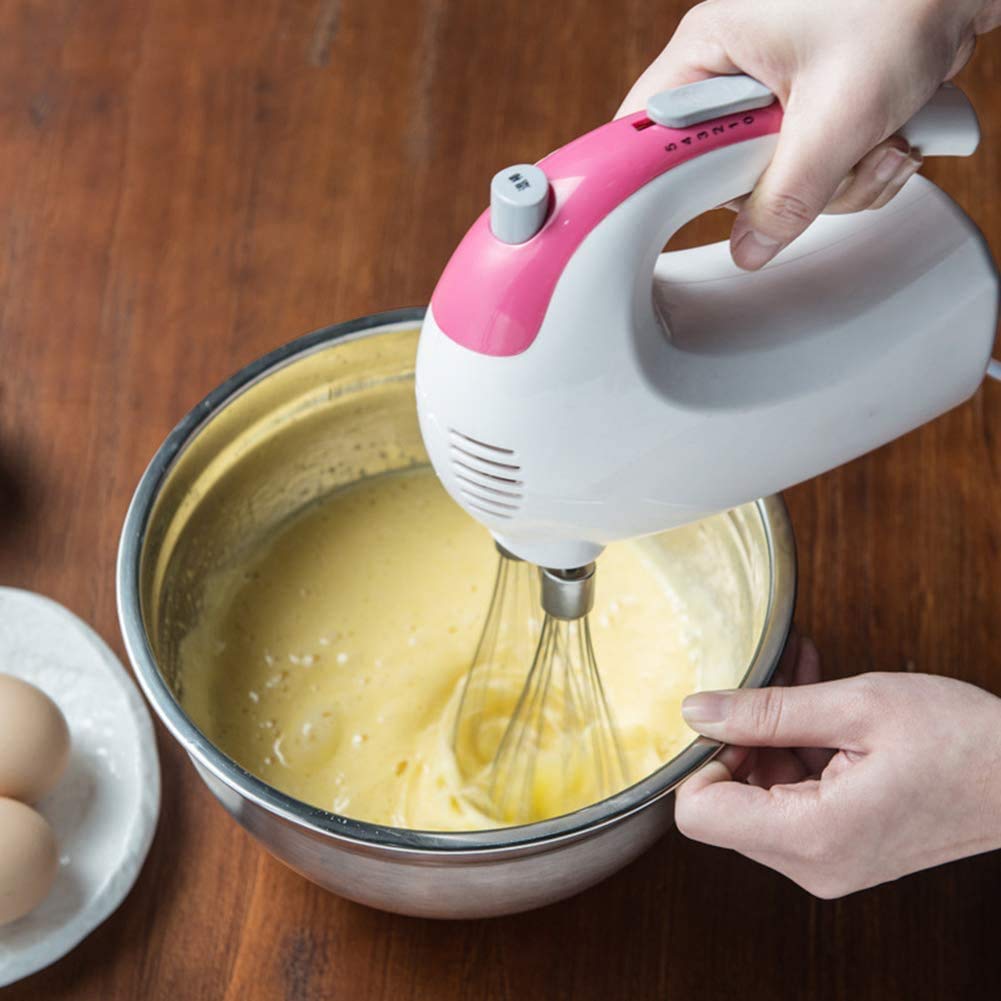 Batidora de Mano de 200 W, batidor con batidor de Globo, 5 velocidades y botón Turbo, para batir y Mezclar Galletas, Brownies, Pasteles, Masa, Batidos, merengues y más