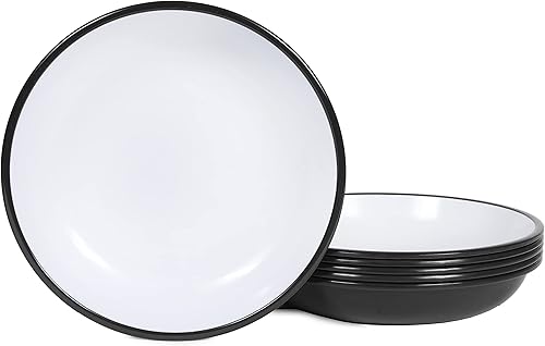 Juego de 6 platos llanos clásicos de melamina de 8.25 pulgadas, platos básicos de ensalada para uso en interiores y exteriores, platos reutilizables