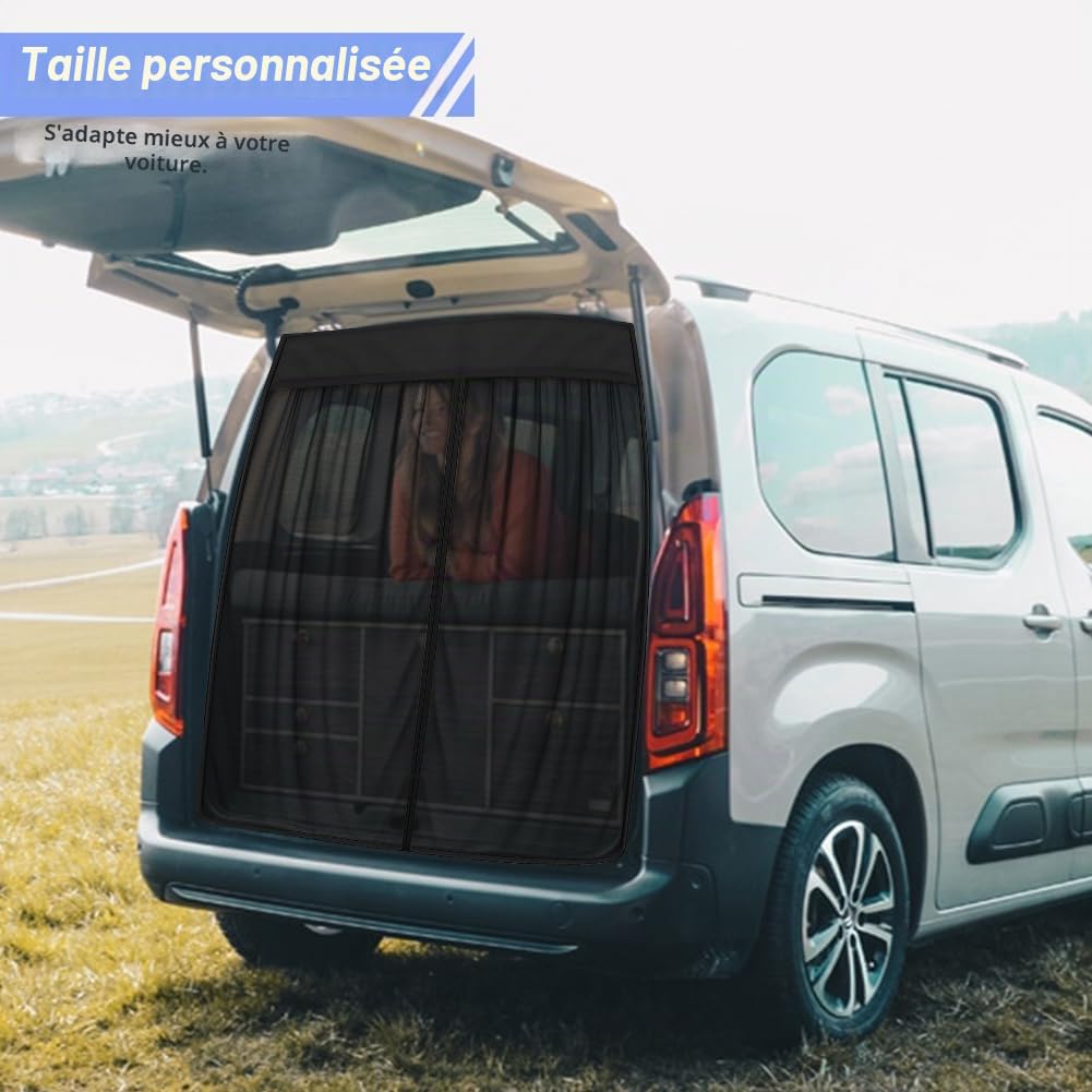 Moustiquaire Compatible avec Citroen Berlingo Peugeot Partner Opel Combo 2018-2025 pour Hayon, Moustiquaire Magnétique Pare Soleil, Filet d'ombrage de Porte Arrière