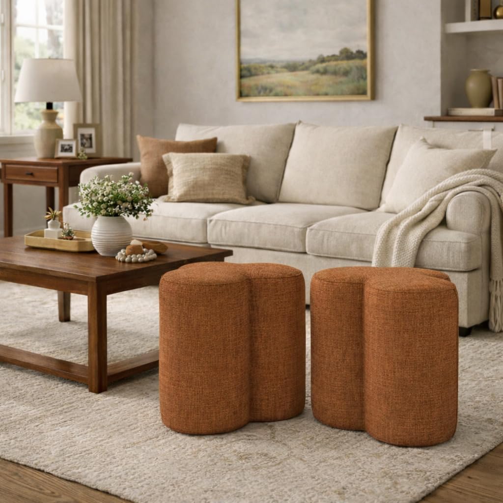 Amazon.com: HomePop Upholstered Clover Shaped Ottoman|HomePop Home