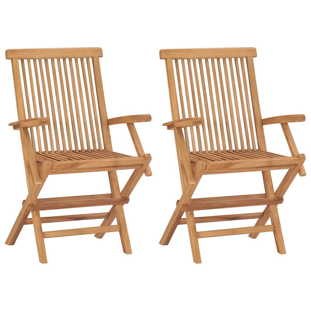 2x Solid Teak Wood Folding Garden Chairs Outdoor Patio Furniture Seat