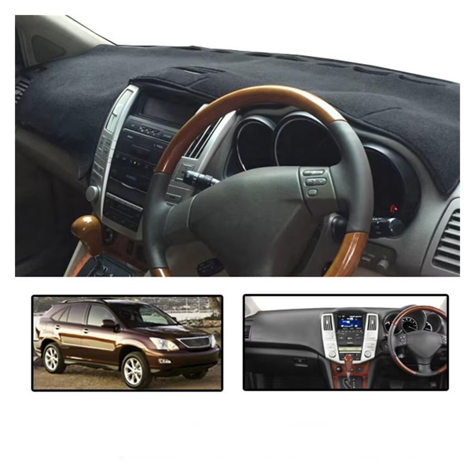 Dashboard Für Toyota Für Harrier XU30 2004 2005 2006 2007-2013 DashMat Dashboard Abdeckung Matte Pad Anti-Uv Sonnenschirm Teppich Kissen Center Konsole Armaturenbrett Matte(Black(Red Edge) LHD)