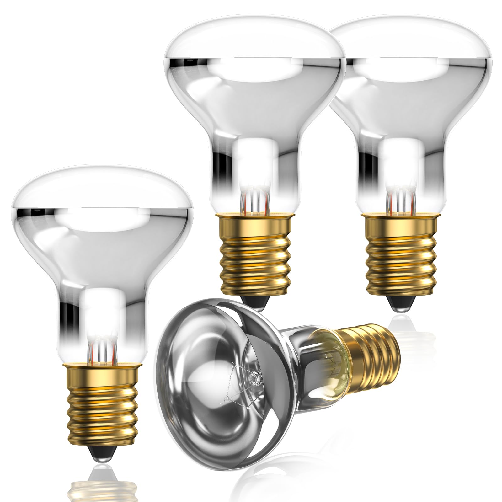 Bonlux 4X R39 E14 42W Lava Lamp Bulb Dimmable, R39 Spotlight Warm White 2700-2800K Reflector Bulbs 240V Lava Light Bulbs, 42 Watt Spot Lights SES Small Edison Screw Base, Energy Saving Bulbs