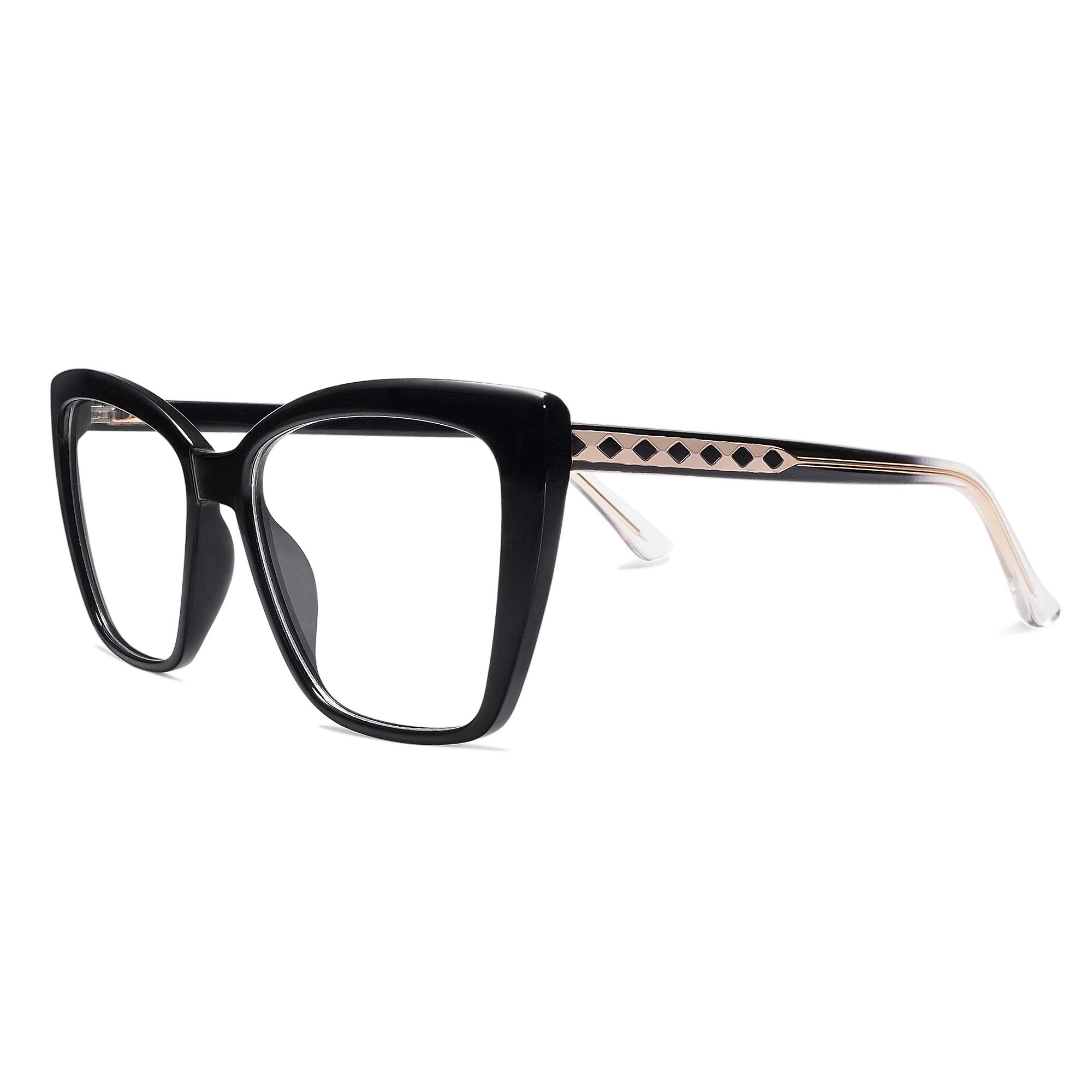 AMOMOMA Modne okulary do czytania TR90 oversize niebieskie światło damskie, stylowe kwadratowe okulary kocie oczy AM6031