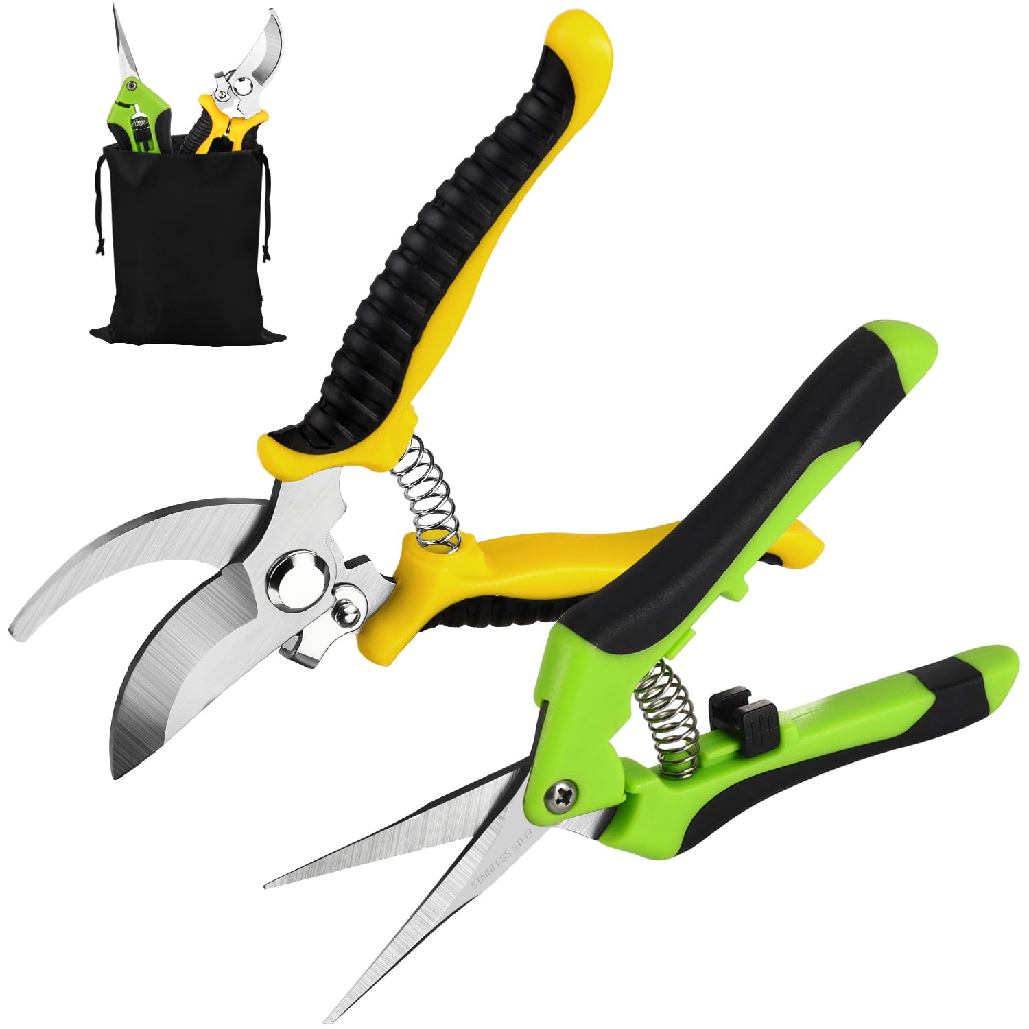 STAYGROW 2-Pack Garden Shears - 165mm Stainless Steel Blades, Locking Handle For Pruning