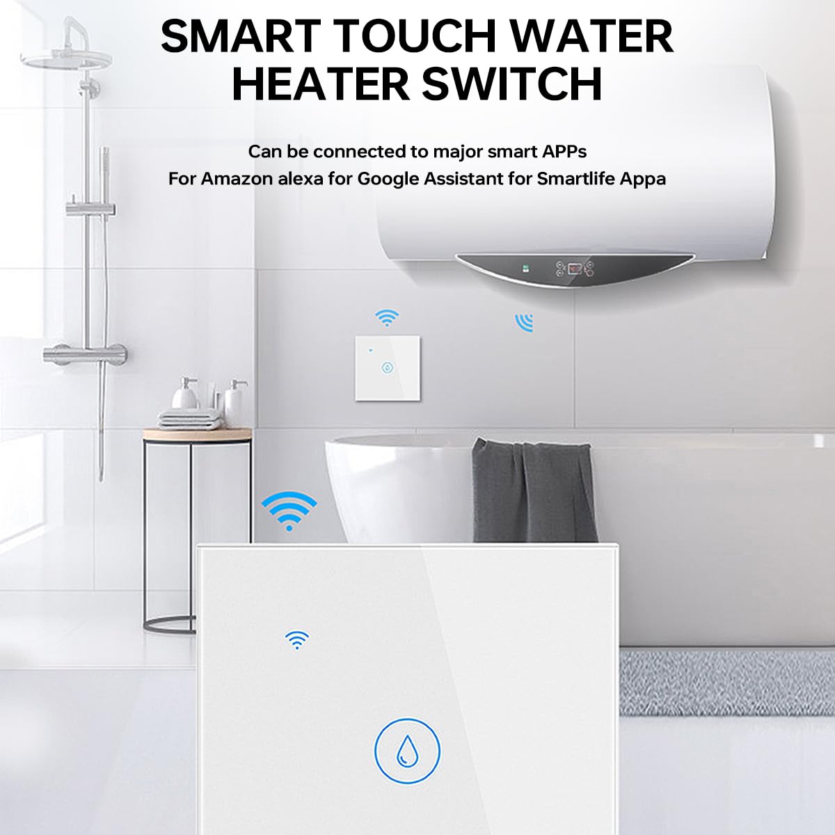 Acmerota Smart Immersion Heater Timer Switch White 40A WIFI Smart Wall Touch Boiler Switch Immersion Heater Timer Switches Works with Alexa Google Home and SmartLife APP Tuya - Image 2