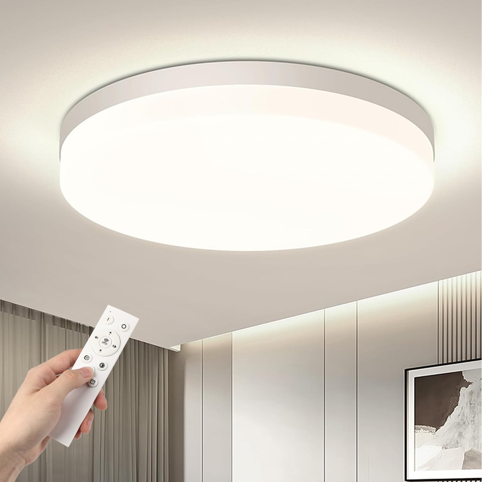 EASY EAGLE Plafon LED Techo, 50CM Superficie Panel Led 4000K, 52W Lámpara de Techo Moderna, Luz LED Techo Para Oficina Dormitorio Salon Cocina Comedor Balcón Baño, Redondo — view 33