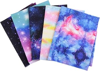 5PCS Galaxy, Patchwork Multicolor Cotton Fat Quarters Fabric Bundle - 20 x 20 Inch Pre-Cut Squares for Quilting, Sewing, DIY Crafts