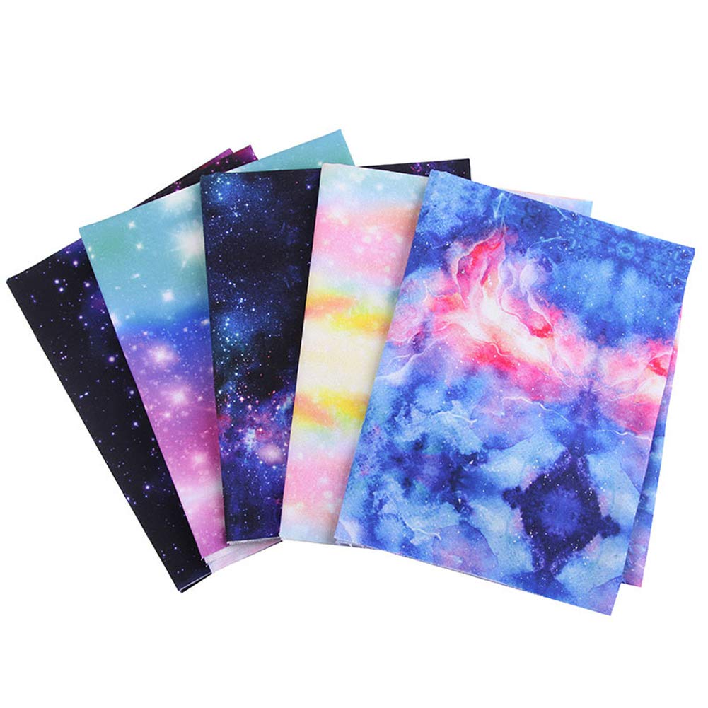 Galaxy Cotton Fabric Squares 25cm x 25cm 5PCS, Universe Space Fabric Patchwork Craft, Quilting Squares Bundles, Starry Sky Cotton Fabric for Patchwork DIY Sewing Scrapbooking
