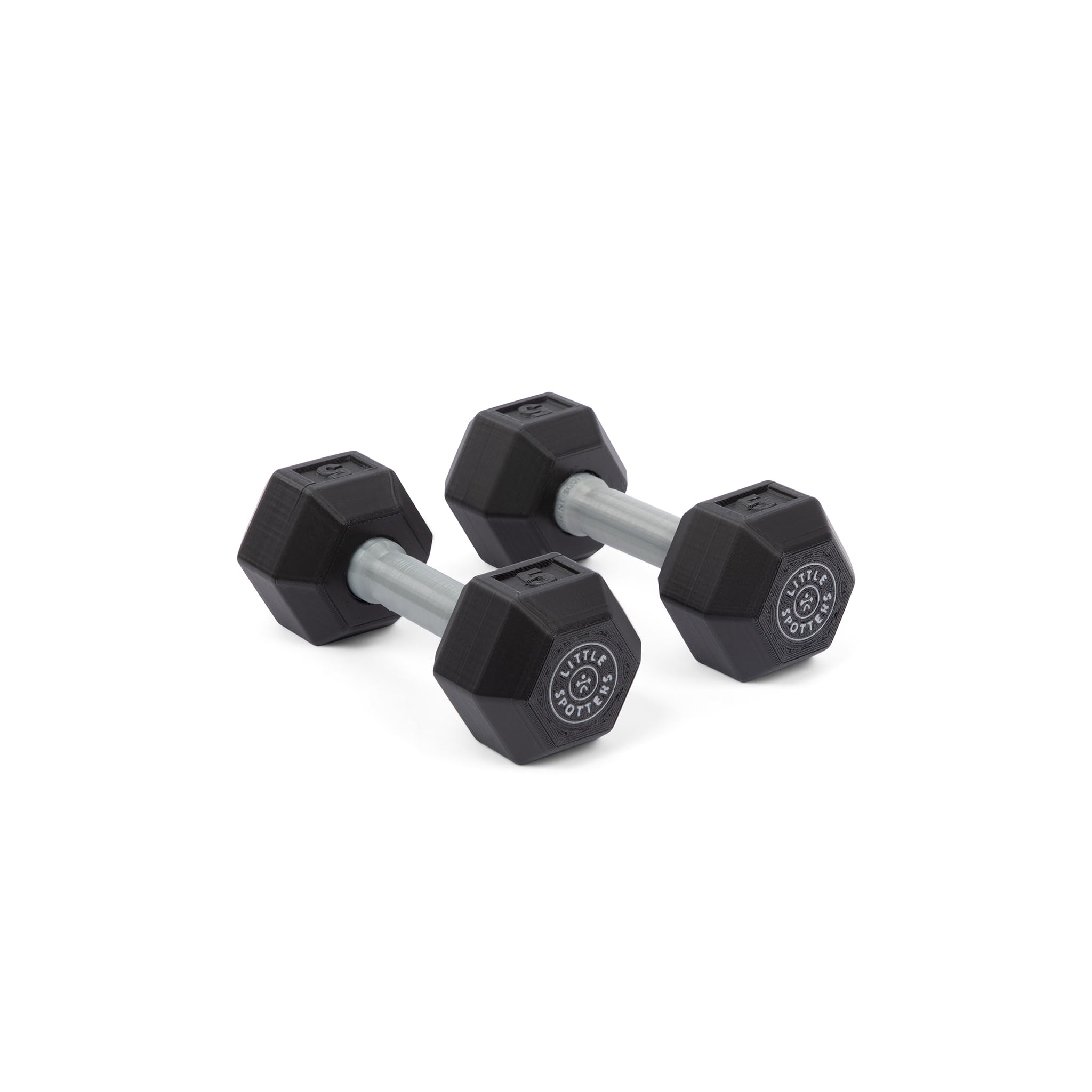 Dumbbell Rattles Set, 2 Pieces, Realistic Looking, Lightweight and Great Sensory Play Toy for Baby Showers and Fitness Loving Parents, 3+ Months, Black, PLA Plastic