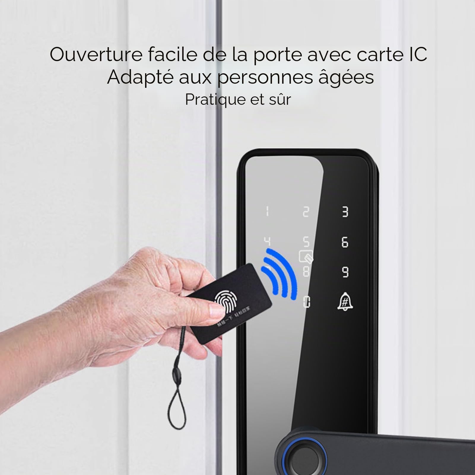 Serrure de Porte D'entrée sans clé, Serrure Intelligente de Porte Digitales Mot de Passe Carte IC clé Antivol APP Contrôle Serrure D'entrée pour la sécurité à Domicile