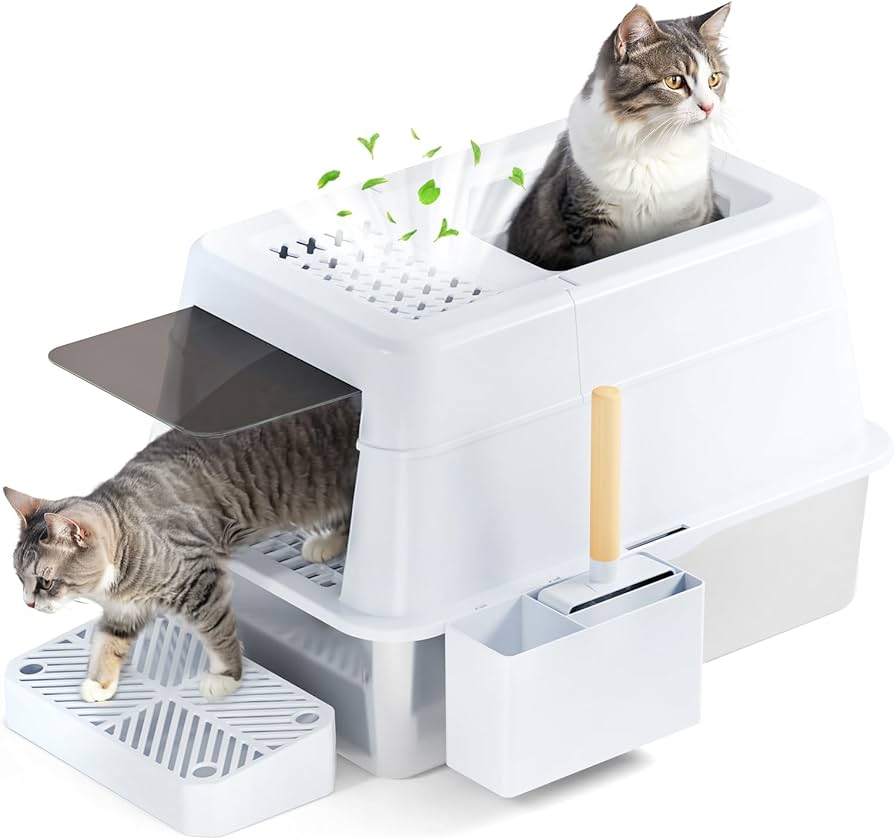 Amazon | FRETONBA 猫 トイレ 大型 フリップオープン式