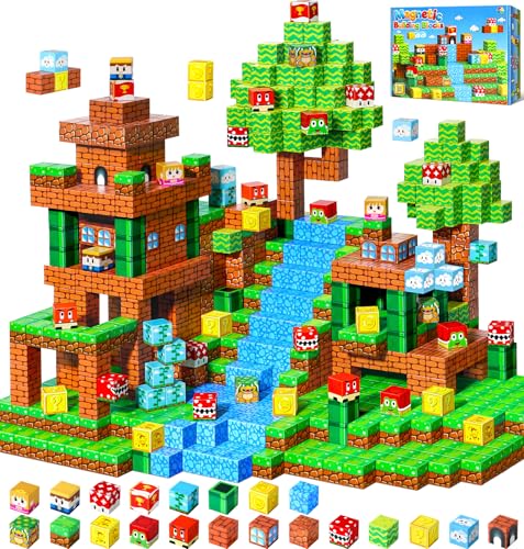 LUVTOY Magnetische Bausteine - Magnetbausteine Kinder - Magnetische Spielzeug Magnetspielzeug Magnete Kinder - Spielzeug ab 3 4 5 6 7 8 9 Jahre Jungen und Mädchen