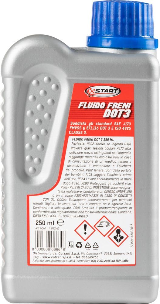Start Fluido per Freni DOT 3 per sistemi Idraulici a Disco e Tamburo Anche con ABS, antislittamento 250ml