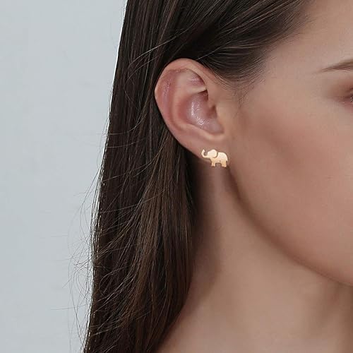 Miniatura 5 de FANCIME Aretes de elefante de plata de ley 925, delicadas joyas finas, regalos de Pascua para mujeres, amigas, amistad, pequeño abalorio, regalo