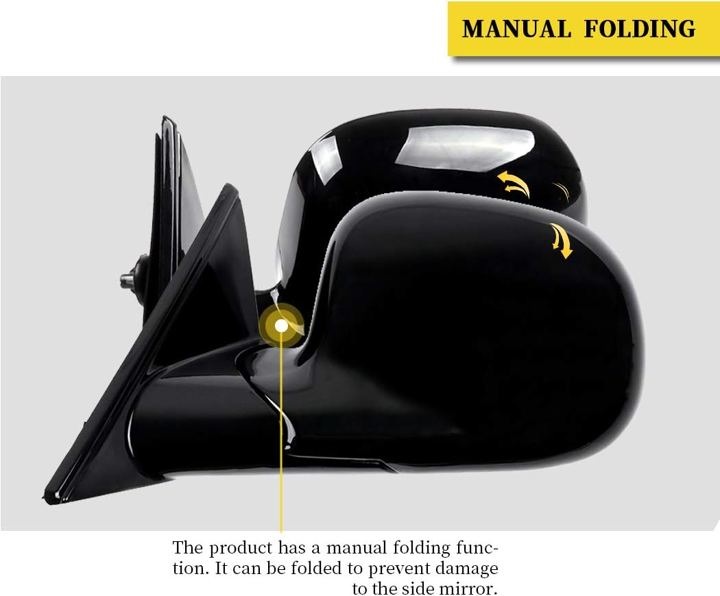 OCPTY Black Left Side Mirror Fit For 1994-1998 For Chevy S10 Smooth Mirror Glass Manual Fold Non-Heated