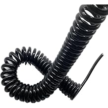 Spring Sprial 3 Core 1mm Square Spring Wire Power Cord Lamp Cable Oxygen-Free Copper Core Orange Black White Polyurethane Oil Resistant Wire Retractable Coil Color Black Color, Size Stretch 8 m