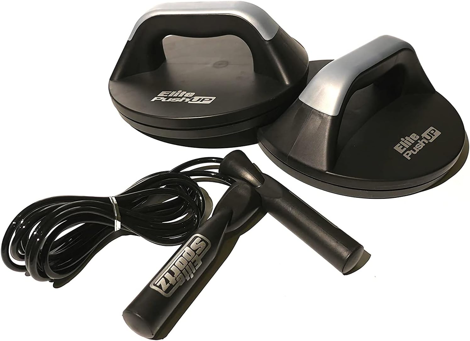 Push Up Handles, Professional Quality Rotating Handle Bars for Press Ups, Pushup Equipment for Men & Women, Reduces Wrist Strain with Bonus Skipping Rope