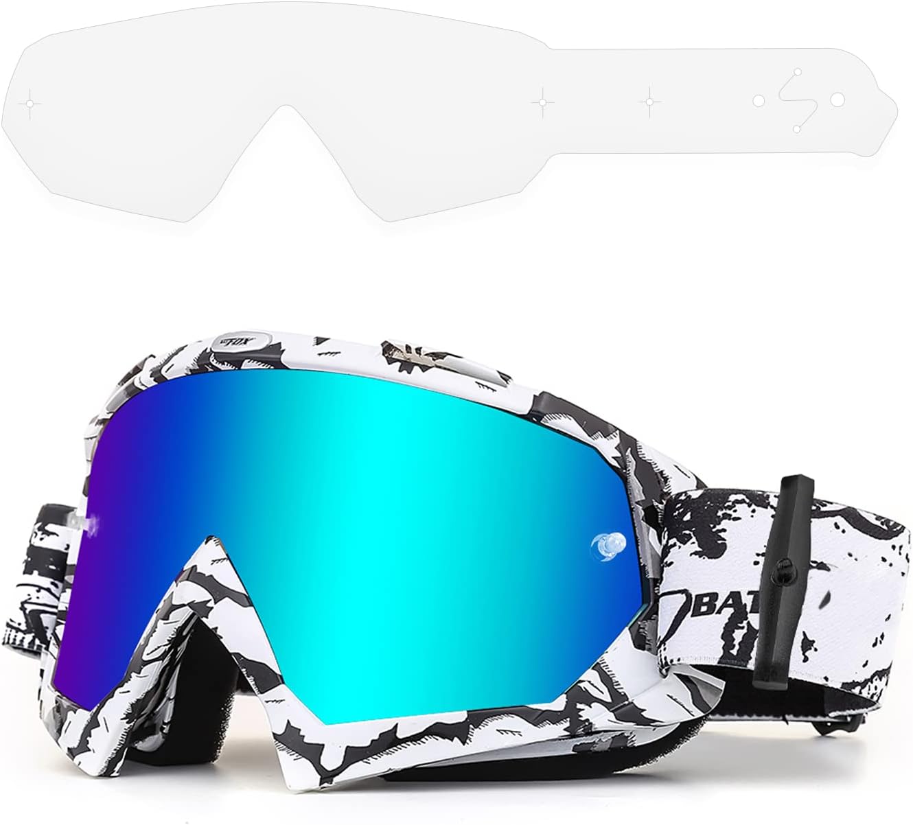 BATFOX Dirt Bike ATV Goggles Motorcycle Gear Riding Motocross Dirtbike 4-Wheeler MX DH Accessories Goggles for Men Women Youth UV400 Protection Dust-proof Anti-Slip Strap (Version B)
