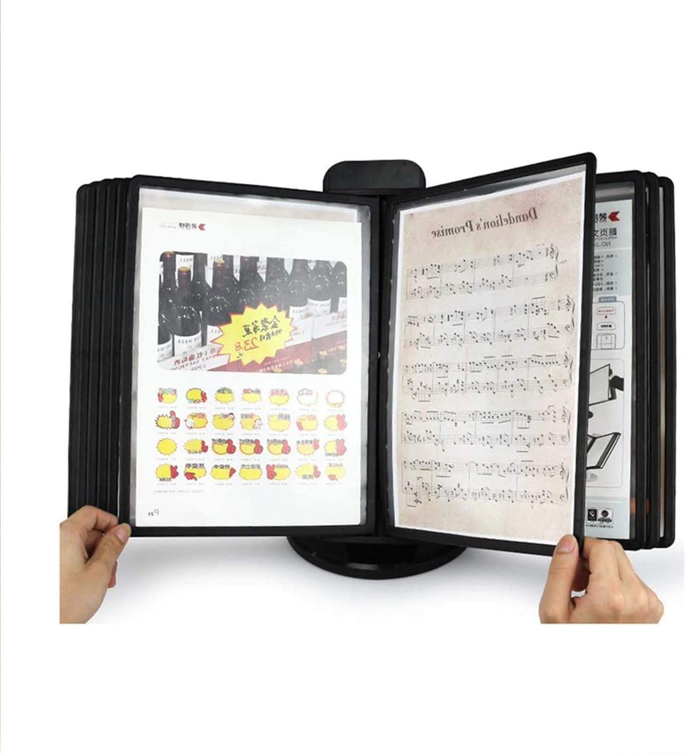 SnamicE Desktop Reference Organizer - Desktop Flip Display Folder, 10 and 20 Pockets Desktop Flip Display Folder - Desktop Reference System, Black Base, for Display A4 Documents,10 Pages