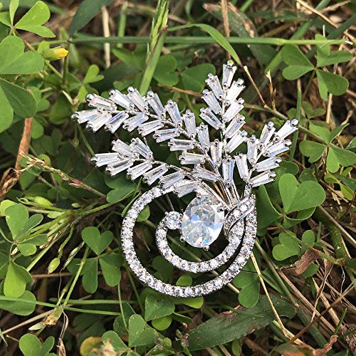 Jibsa Flower Shape Brooch Pin - Cz Stones & Pearl White Gold Perfect For Weddings Bridal Parties Ideal For Daily Wear Formal Fashion Look For Women (Leaf) #TOP3