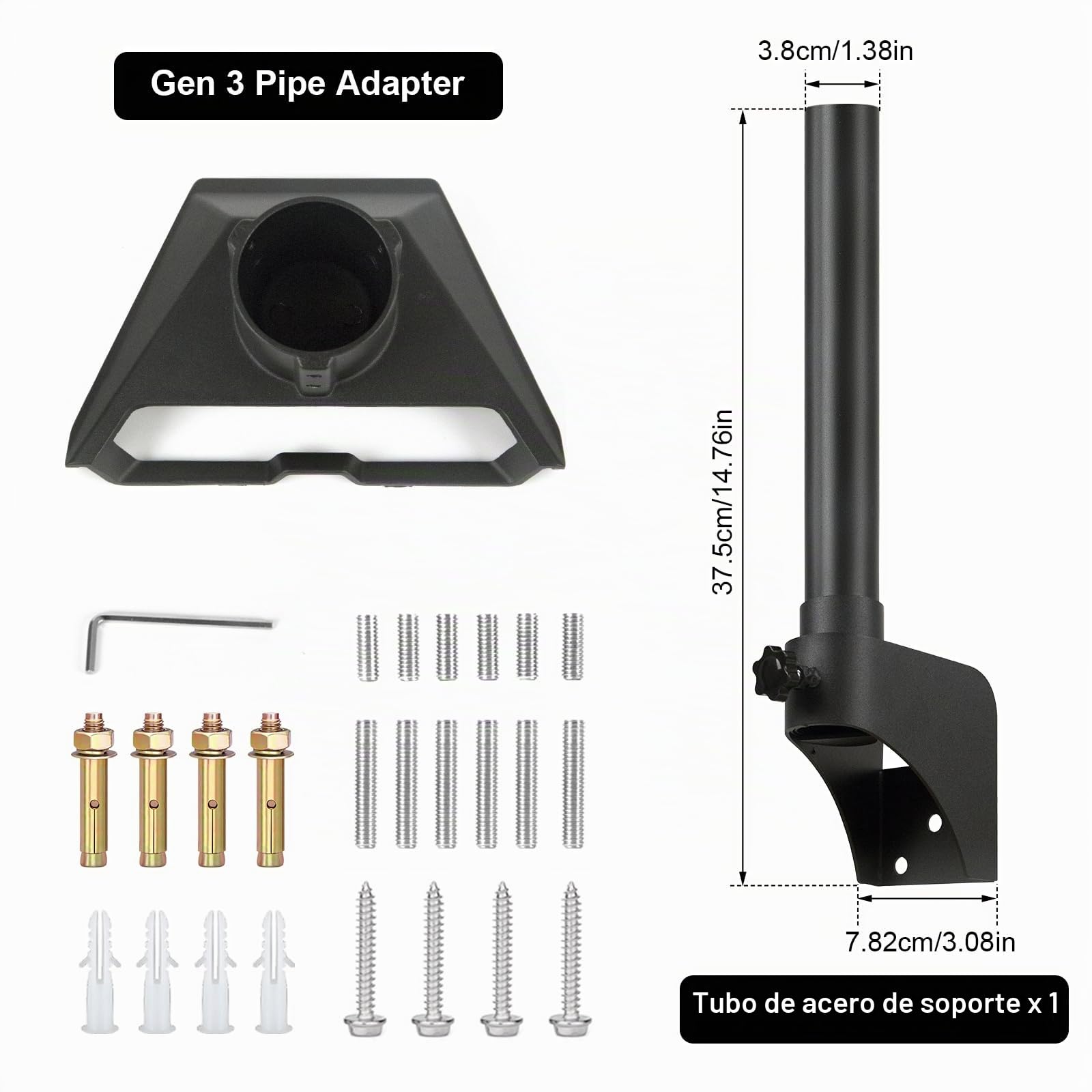 Mount compatible con Starlink V3, Soporte de pared compatible con Starlink Gen 3, montaje en pared compatible con Starlink de ángulo vertical Gen 3 con adaptador de tubo compatible con Starlink V3