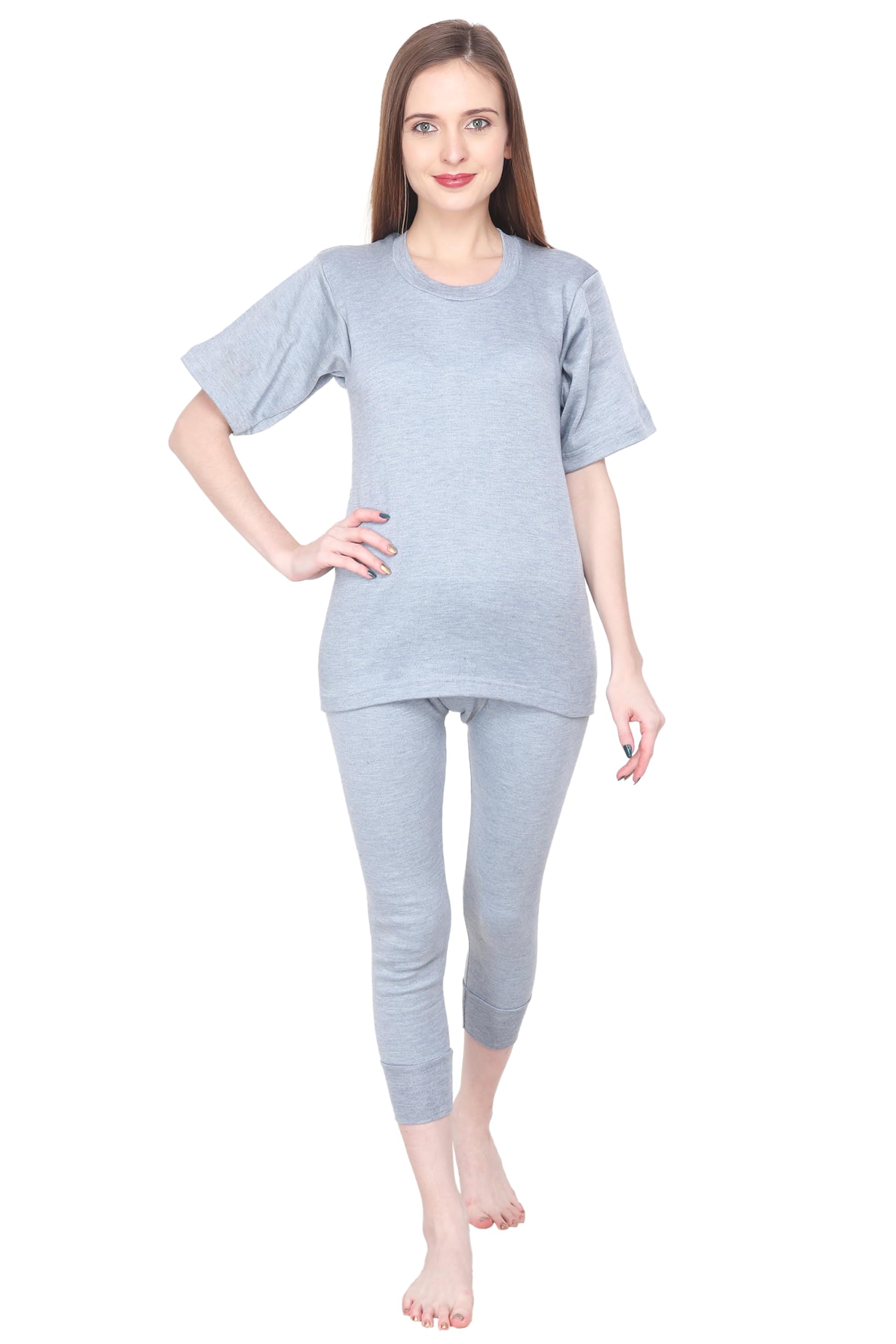 alfa Soft Fleece Women's Cotton Half Sleeve Thermal Top and Trouser Set-picture-29
