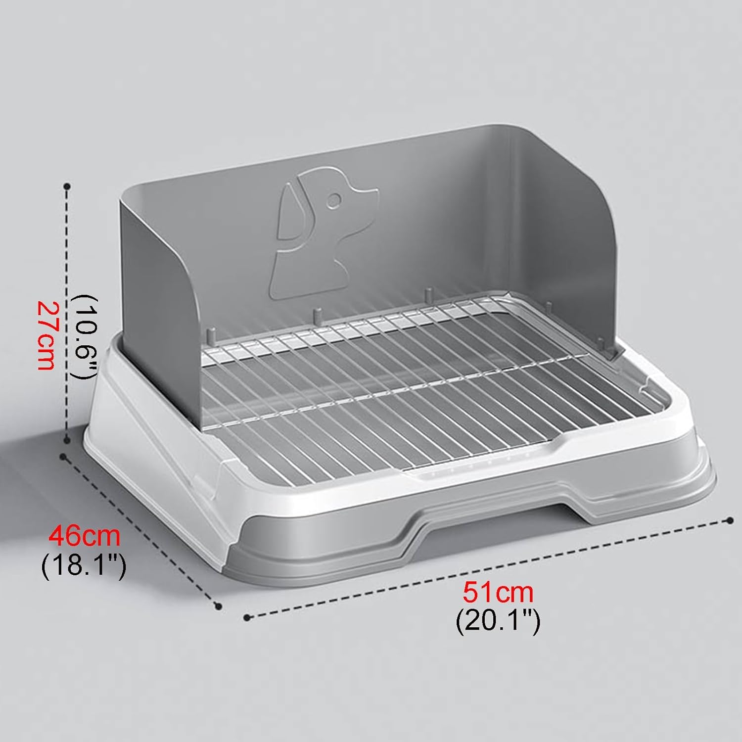 Double-drawer Dog Potty Six-point Non-slip Feet Dog Toilet Easy to Clean Three Sides of the Raised Fence with Stainless Steel Mesh Frame with Dog Litter/urine Pads Dual-use(51x46x27cm/20.1x18.1x10.6")