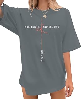 Christian Shirts for Women Oversized Bible Verse T-Shirt Jesus Religious Faithful Shirt Christ Crewneck Tee Top