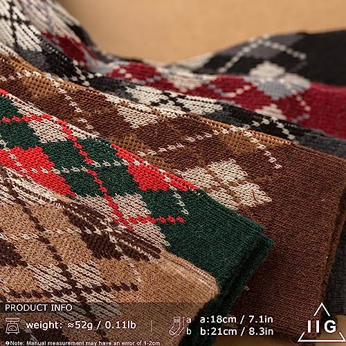 Image of IIG 5 Pairs Womens Pretty Vintage Wool Socks Unique Print Design Soft Cozy Warm Crew Socks Christmas Gift