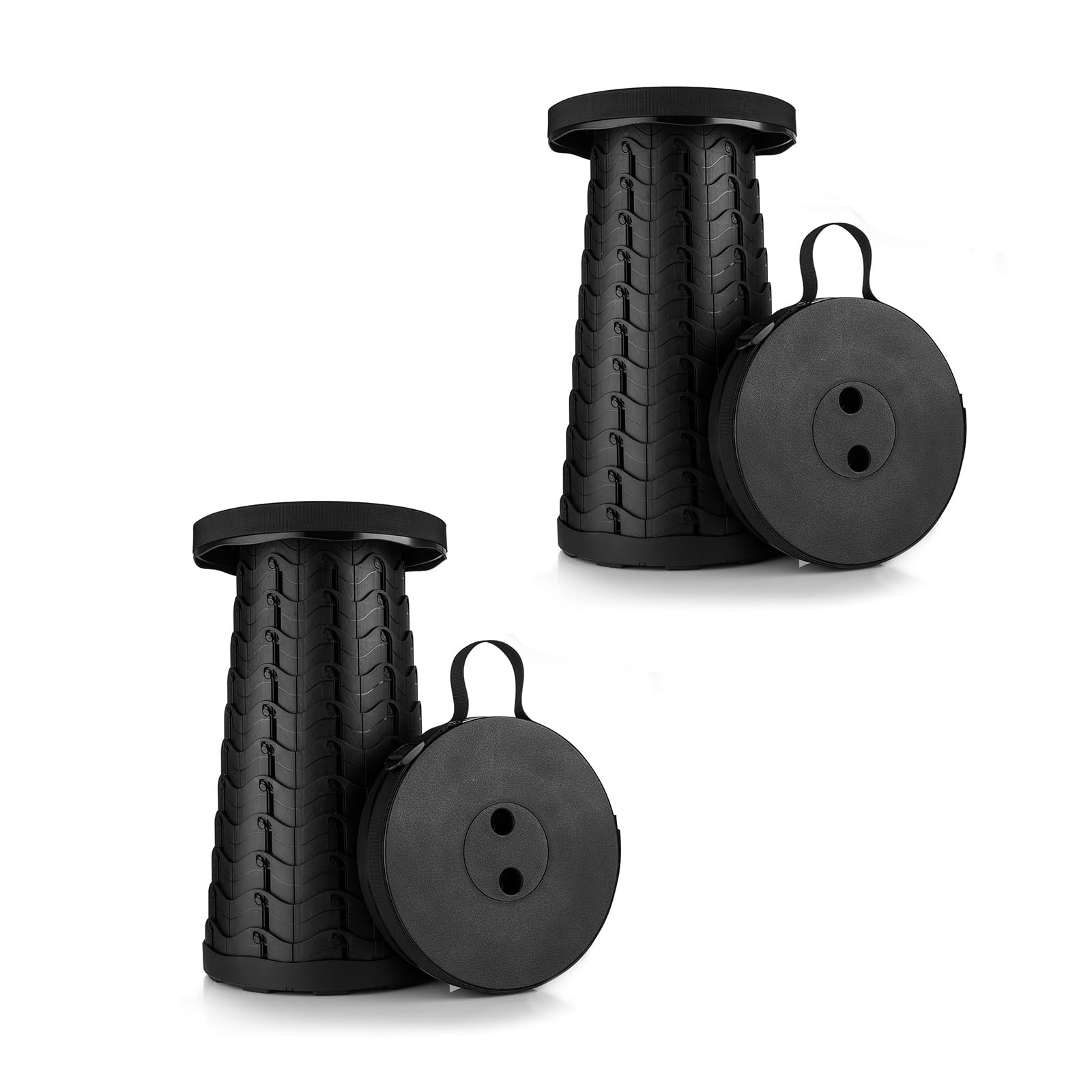 Boreeman 2-Pack Collapsible Stool, Lightweight Yet More Sturdy with Load Capacity 400lbs, Upgraded Portable Stool for Camping Fishing Hiking BBQ