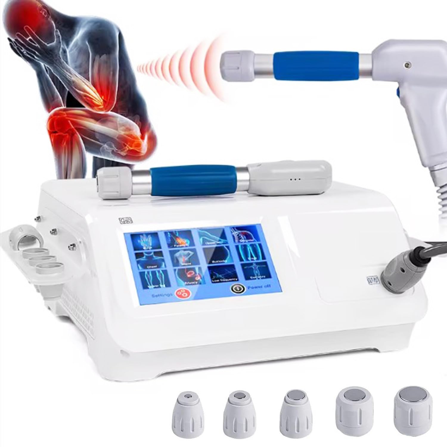 Qiang 350w Macchina per Terapia Ad Onde D'urto Ed,Dispositivo Elettromagnetico a Onde D'urto Extracorporee a Percussione Tessuto Profondo Rilassamento Muscolare Massaggiatore Antidolorifico