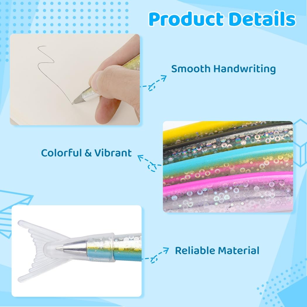 20 Stk. kreative Fischstifte, niedliche glitzernde Kugelschreiber, ideal für Fischdeko Partys, Schule und Büro, bringt Kreativität ins Schreiben, originelles Geschenk für Schüler, Erwachsene, Freunde