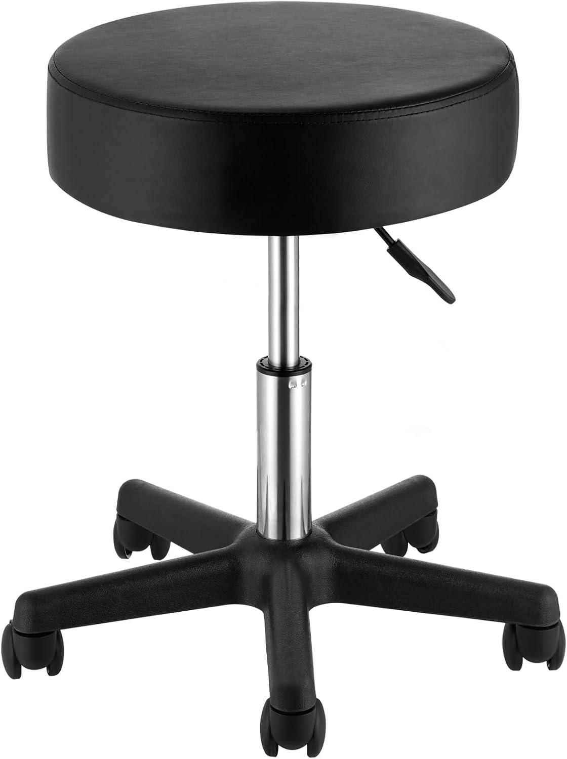 VEVOR Rolling Stools with Wheels, 400 LBS Weight Capacity Adjustable Height Stool with Ultra-Thick Seat Cushion, Swivel Stools Chair for Salon, Bar, Home, Office, Tatoo, Medical, Massage, Black