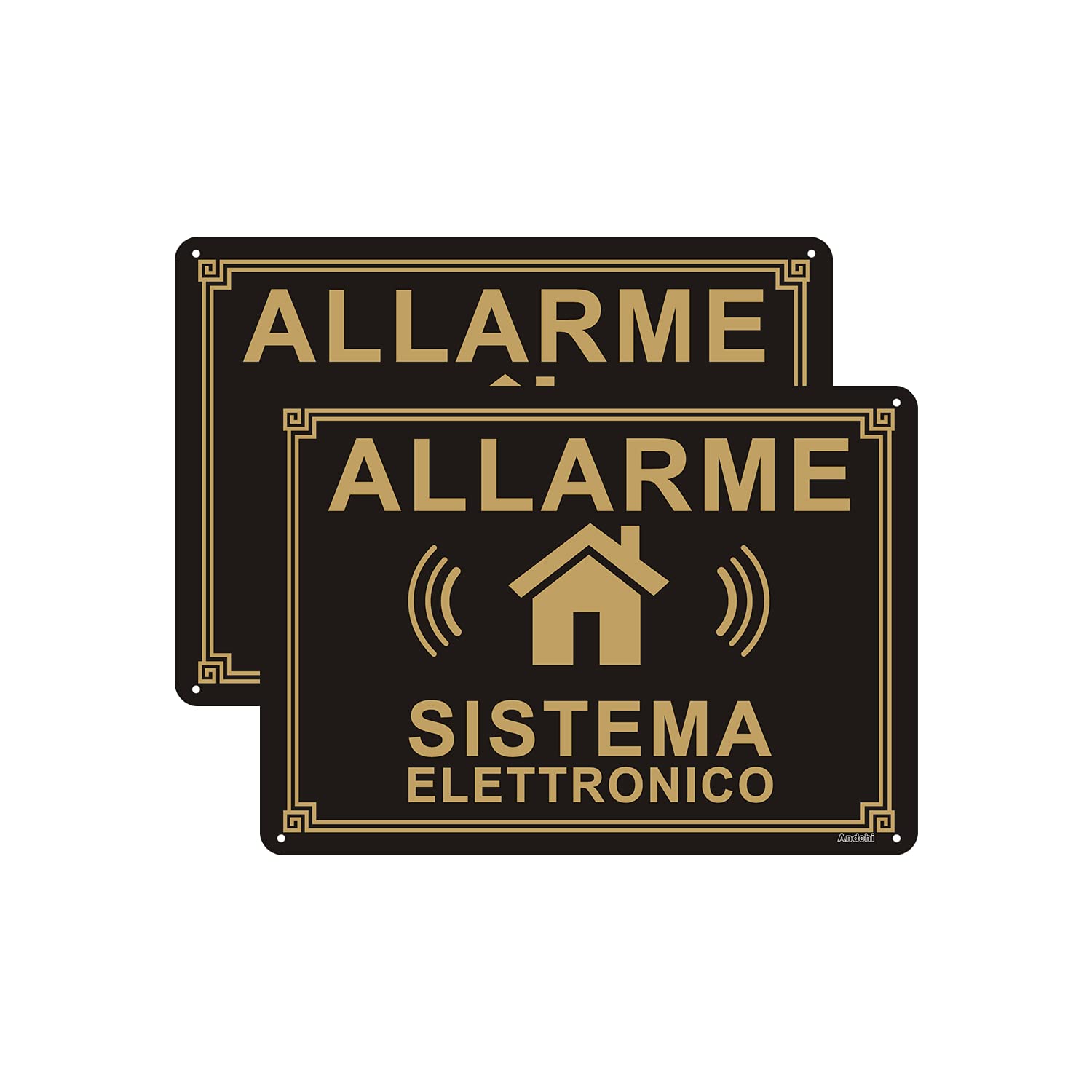 Andchi 2 Pezzi Cartello di Sicurezza da Cantiere, Cartello di Sorveglianza in Alluminio, Impermeabile e Antiruggine 25 x 35 cm