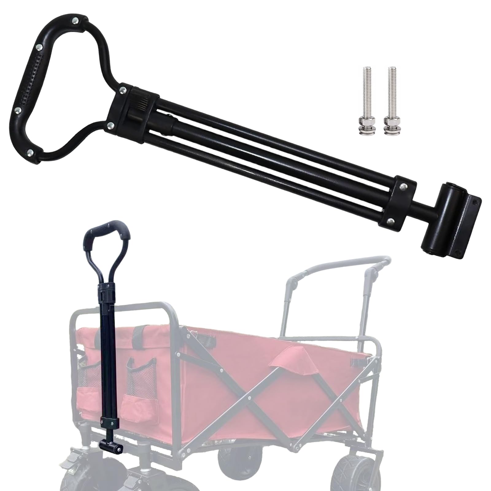 Poignée de Traction de Wagon de Jardin, poignée de Chariots de Camping pour Remplacement de Chariot de Camping extérieur, évolutif, 1 PC (Tirer) (Noir-Tirer)